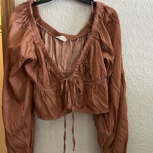 Altar'd State Terracotta Long Sleeve Blouse